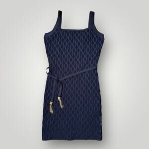 GUESS Genna Diamond Knit Sweater Dress Women's Size L Blackened Blue